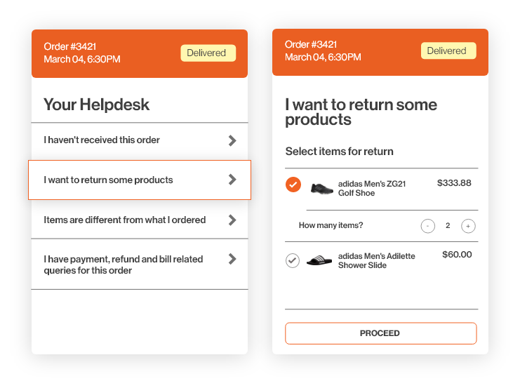 Take advantage of built-in e-commerce actions to reduce resolution time