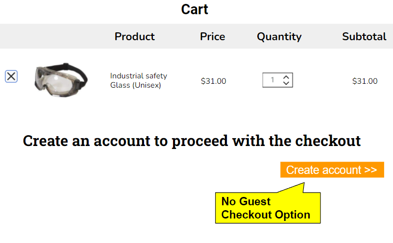 No Guest Checkout Option